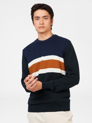 Knitwear Ben Sherman Chest Stripe Crewneck Černé | UEO948356