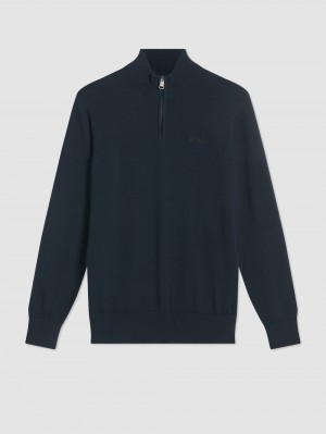 Knitwear Ben Sherman Merino Half-Zip Černé | YQN365981