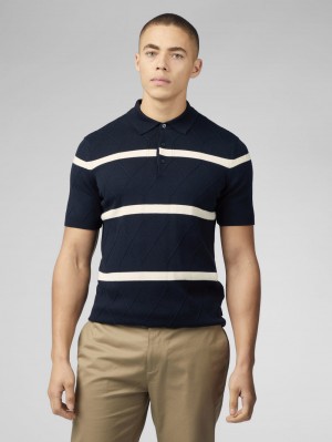 Knitwear Ben Sherman Signature Argyle Stripe Polo Tmavě Blankyt | FYT416857