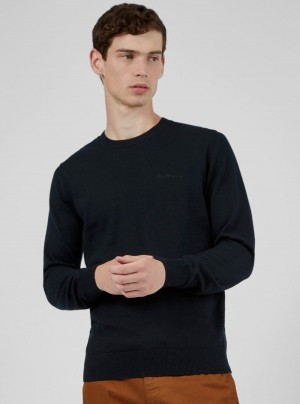 Knitwear Ben Sherman Signature Crewneck Černé | KXD965238