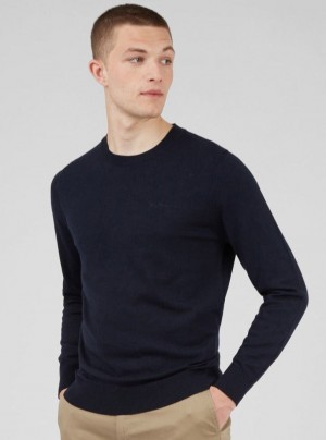 Knitwear Ben Sherman Signature Crewneck Tmavě Blankyt | IVJ375924