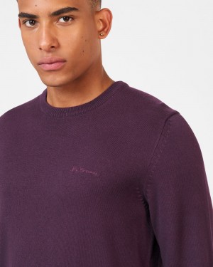 Knitwear Ben Sherman Signature Crewneck Fialové | CHF012634