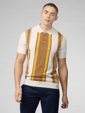 Knitwear Ben Sherman Signature Vertical Stripe Polo Bílé | NFA896473