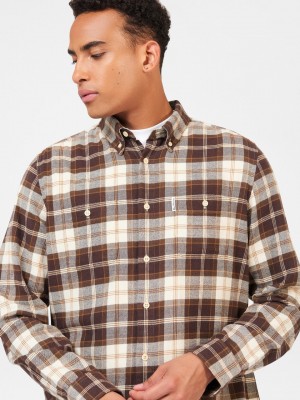 Košile Ben Sherman Brushed Plain Check Čokolády | AYN163409