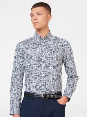 Košile Ben Sherman Ditsy Floral Print Long Sleeve Bílé | DNB643195