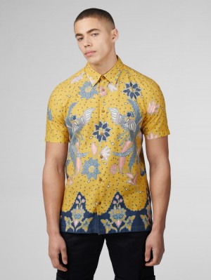 Košile Ben Sherman Signature Abstract Botanical Print Žluté | NJE082697