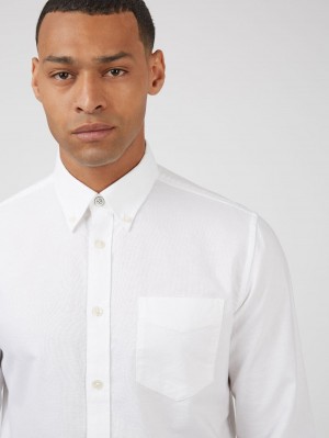 Košile Ben Sherman Signature Organic Long-Sleeve Oxford Bílé | UGS073945