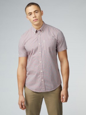 Košile Ben Sherman Signature Short Sleeve Gingham Červené Bílé | OFB530948