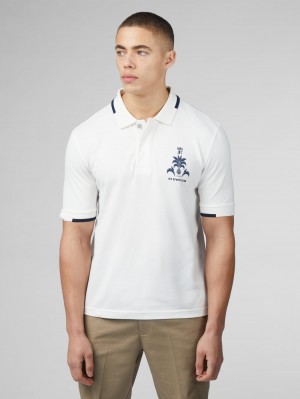 Polo Triko Ben Sherman B by Ben Sherman Sports Club Embroidered Bílé | AFU032547