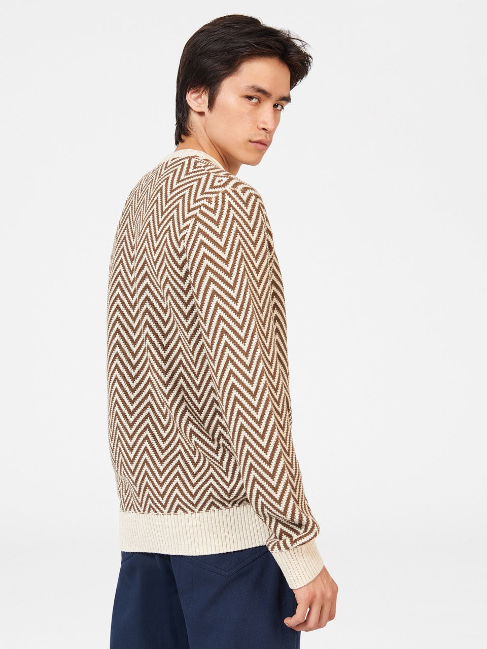 Knitwear Ben Sherman Chevron Jacquard Crewneck Bílé | LJY709564