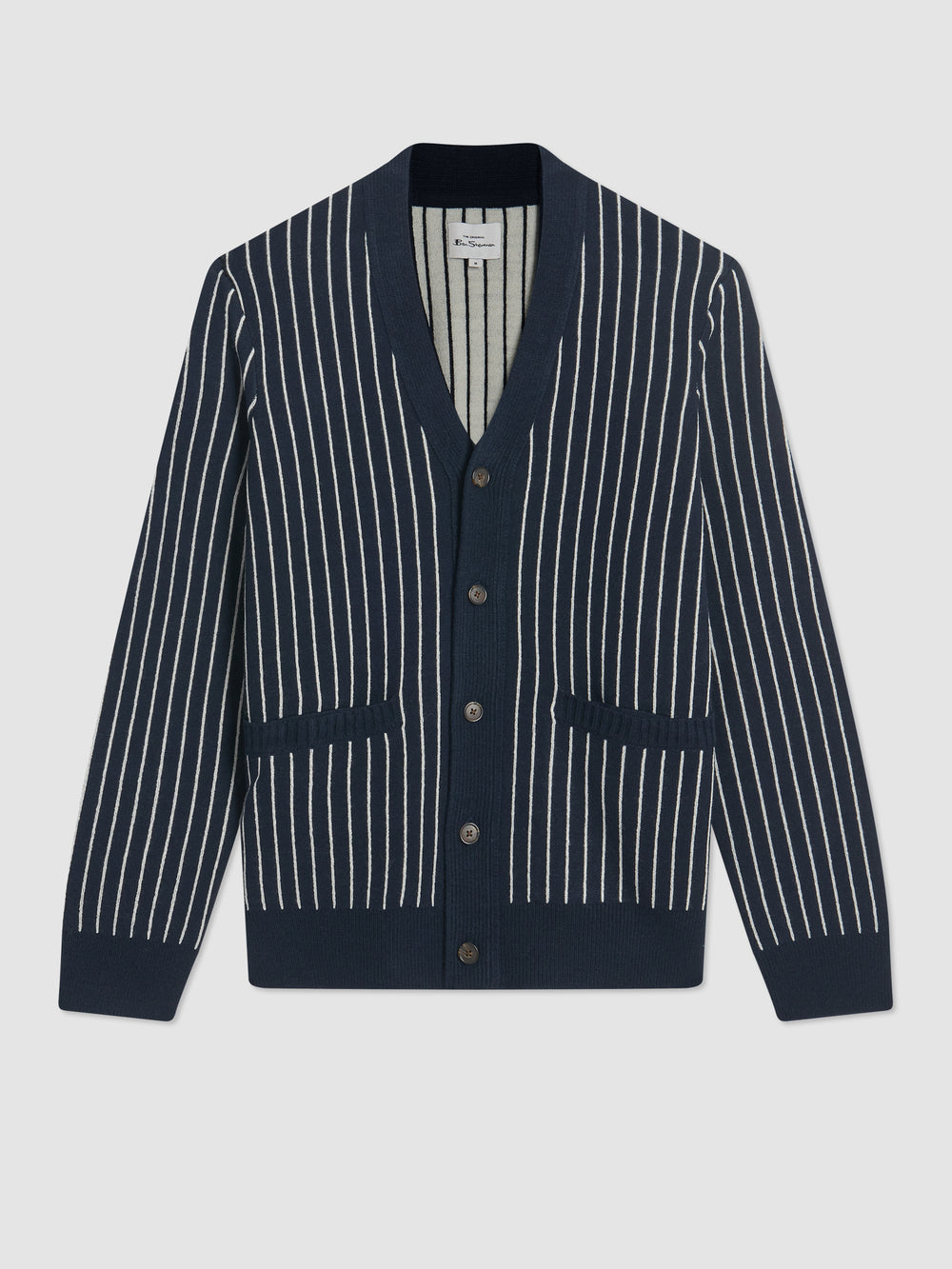 Knitwear Ben Sherman Jacquard Stripe Cardigan Tmavě Blankyt | QUT803149