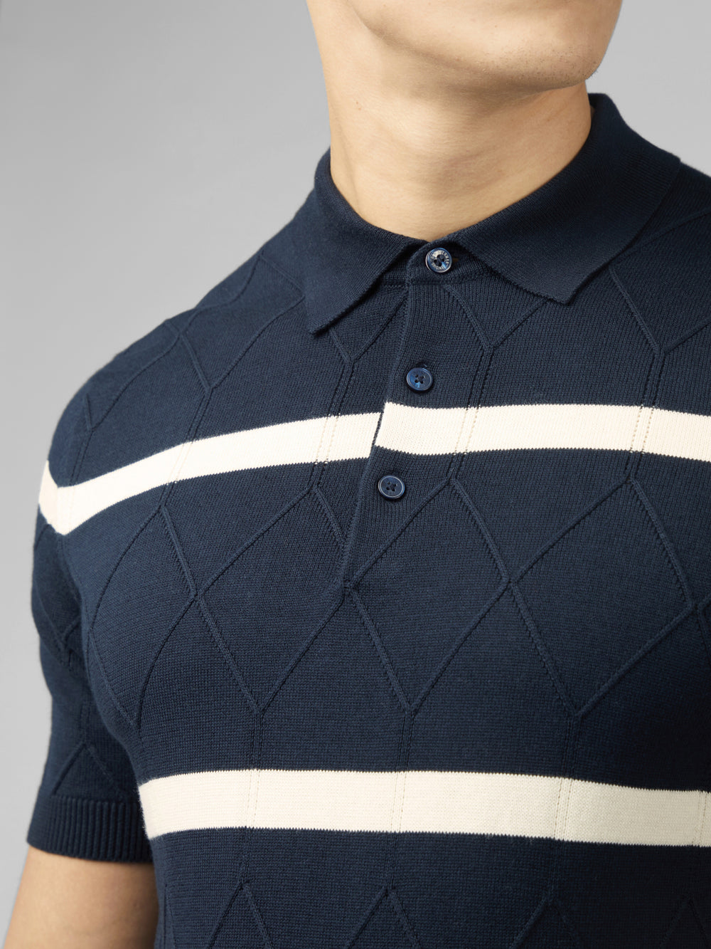 Knitwear Ben Sherman Signature Argyle Stripe Polo Tmavě Blankyt | FYT416857