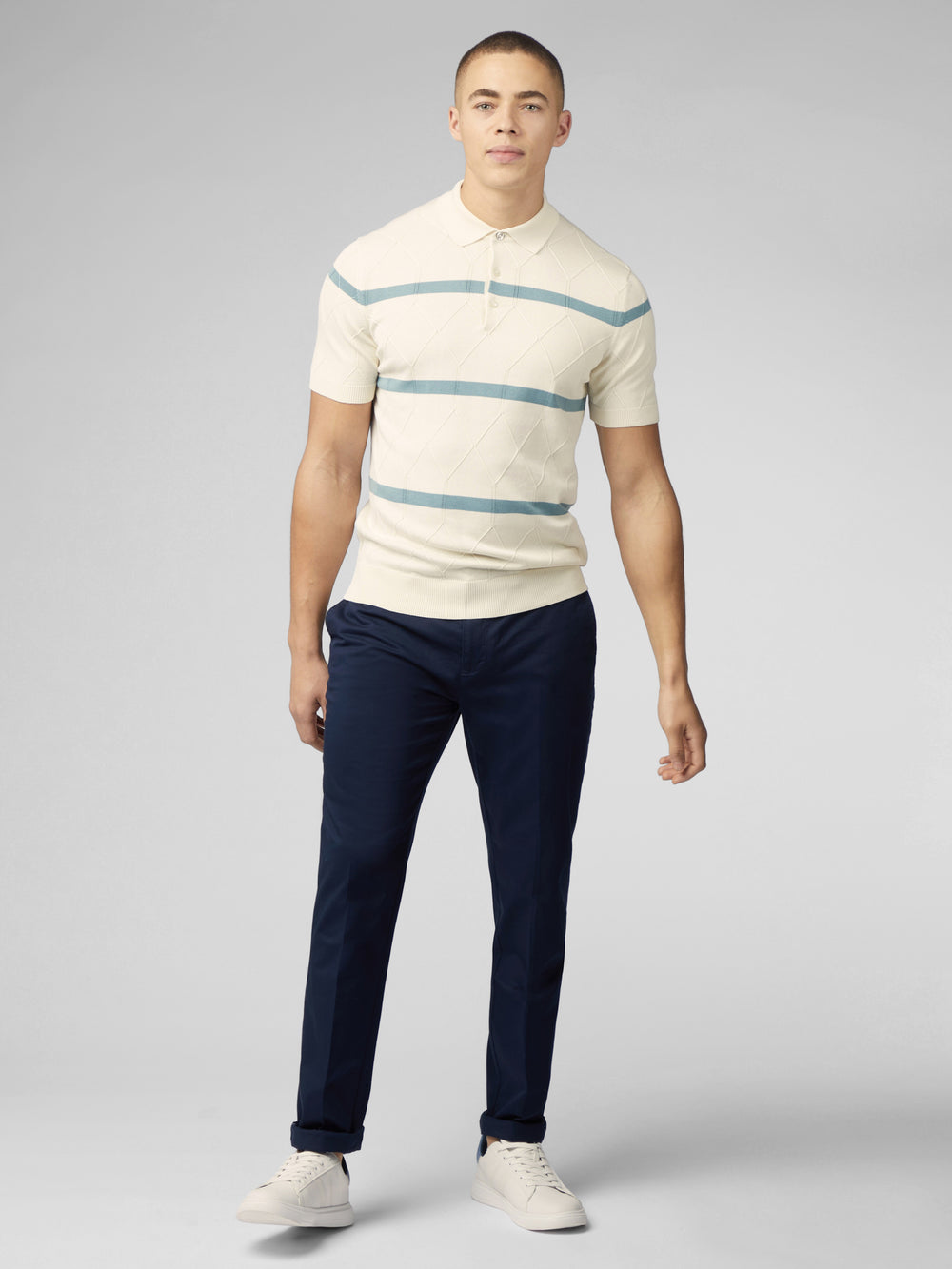 Knitwear Ben Sherman Signature Argyle Stripe Polo Bílé | CZS298047