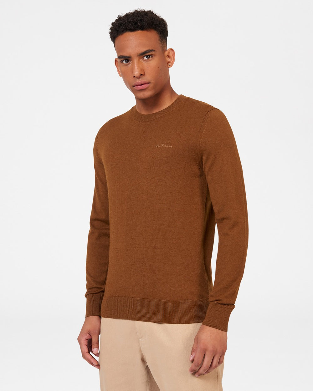 Knitwear Ben Sherman Signature Merino Crewneck Hnědé | UDS791582