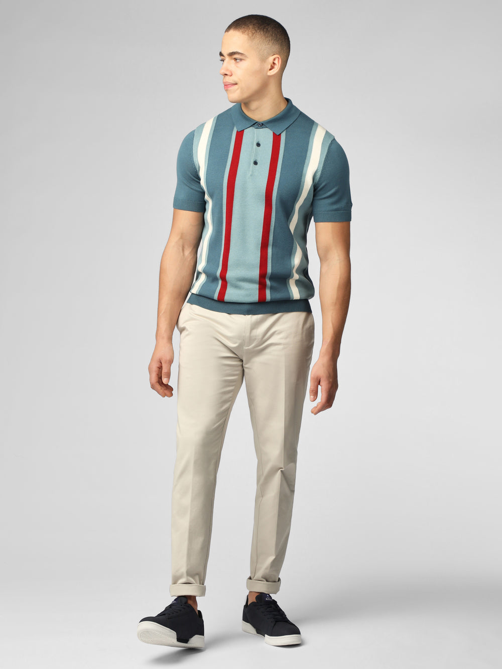 Knitwear Ben Sherman Signature Vertical Stripe Polo Tyrkysové | MKZ726851