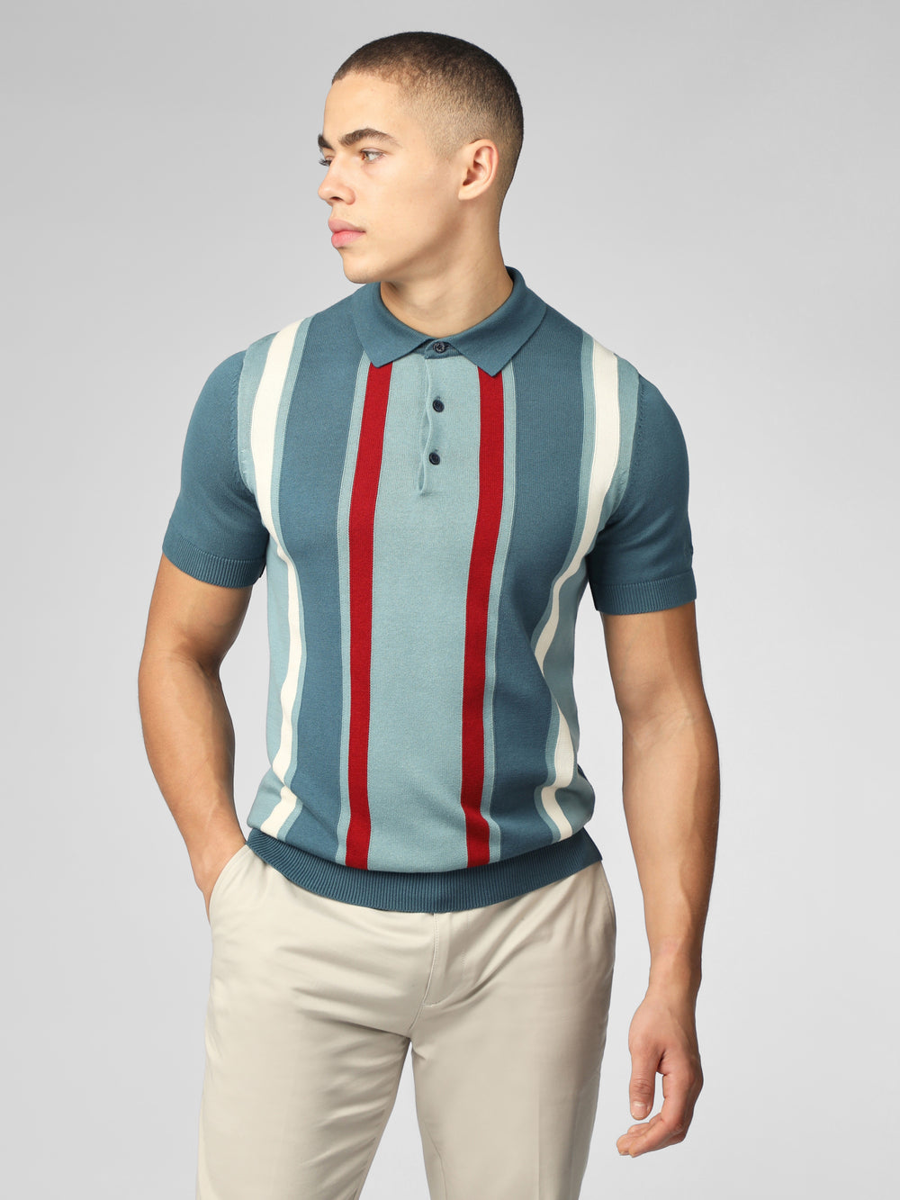 Knitwear Ben Sherman Signature Vertical Stripe Polo Tyrkysové | MKZ726851