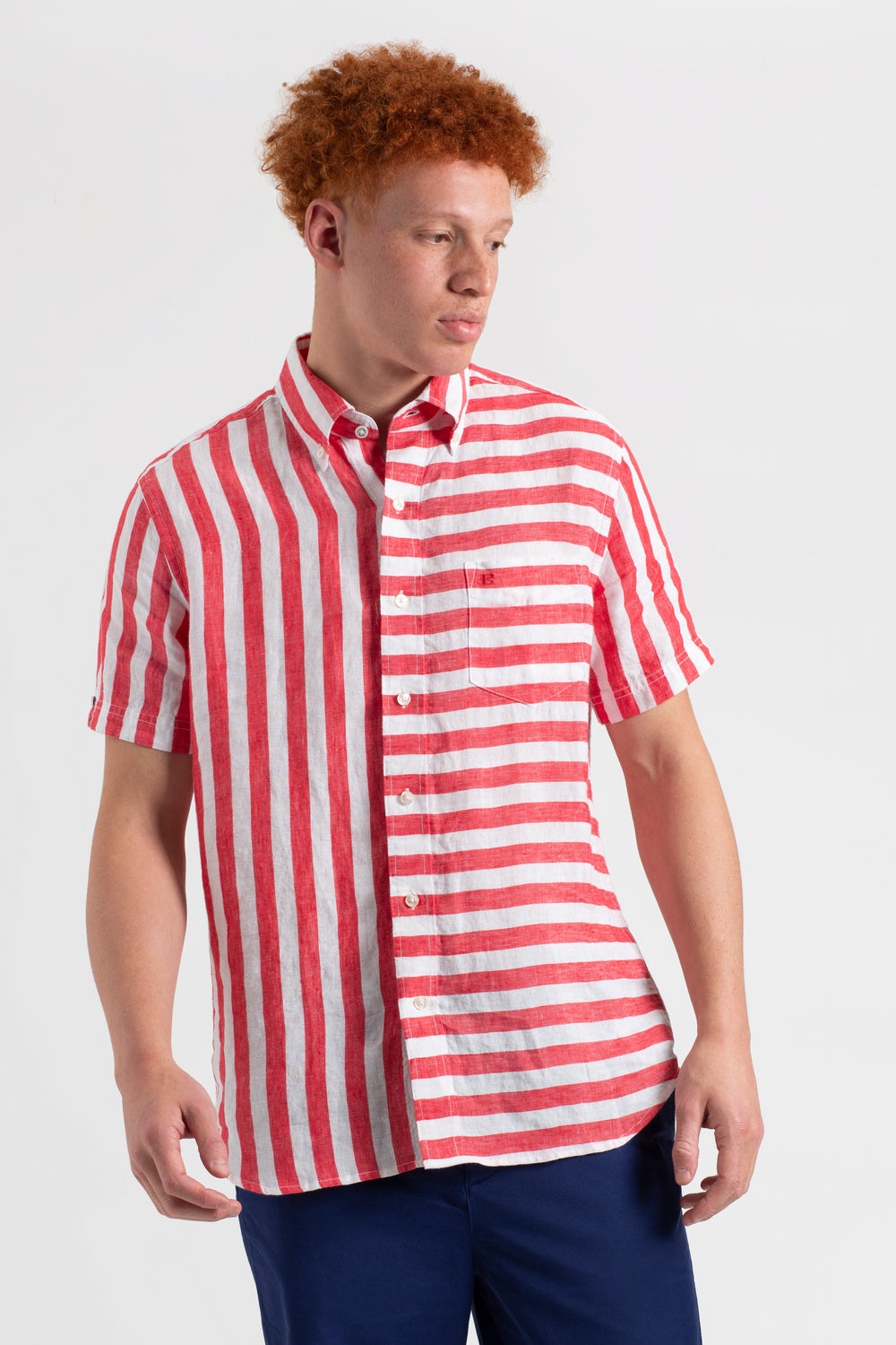 Košile Ben Sherman B by Ben Sherman Candy Stripe Linen Short Sleeve Růžové Červené | MYN738056