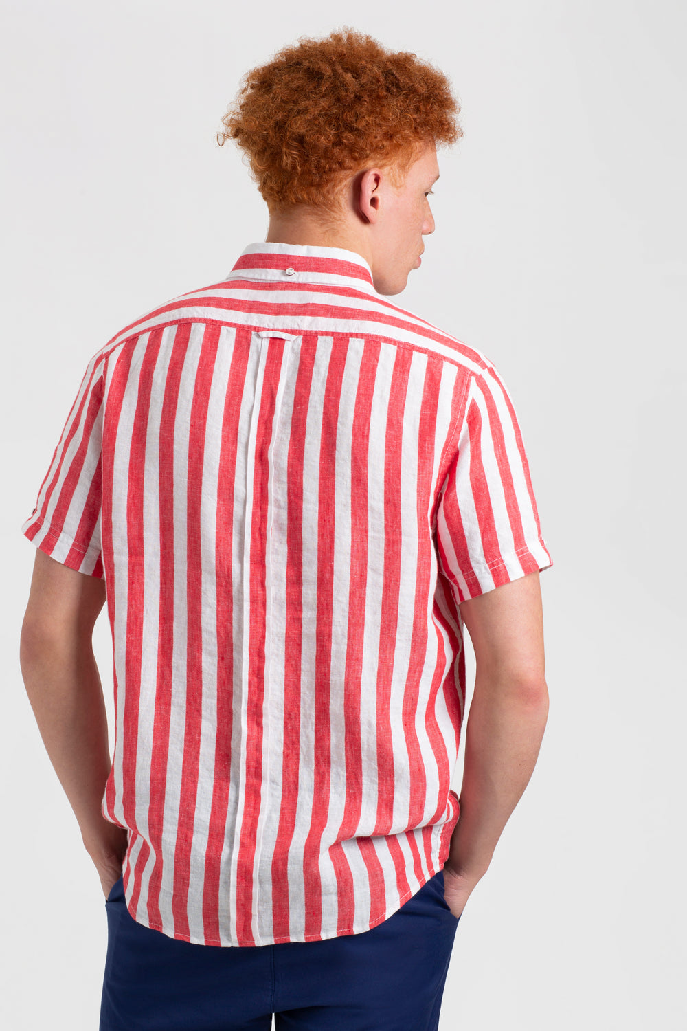 Košile Ben Sherman B by Ben Sherman Candy Stripe Linen Short Sleeve Růžové Červené | MYN738056