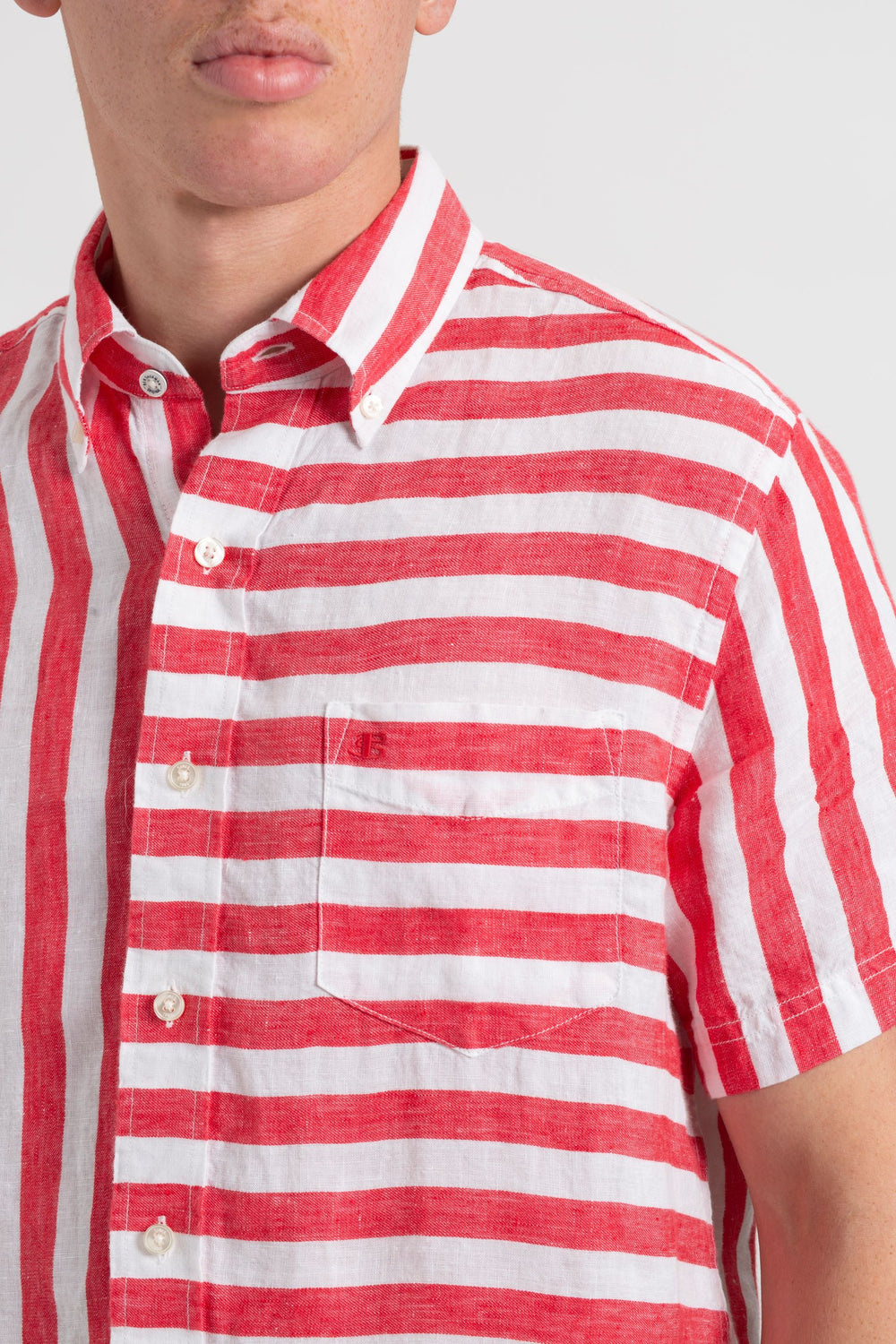 Košile Ben Sherman B by Ben Sherman Candy Stripe Linen Short Sleeve Růžové Červené | MYN738056