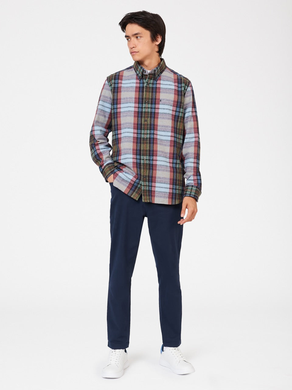 Košile Ben Sherman Brushed Multicolour Check Oxford Blankyt | QWR123549