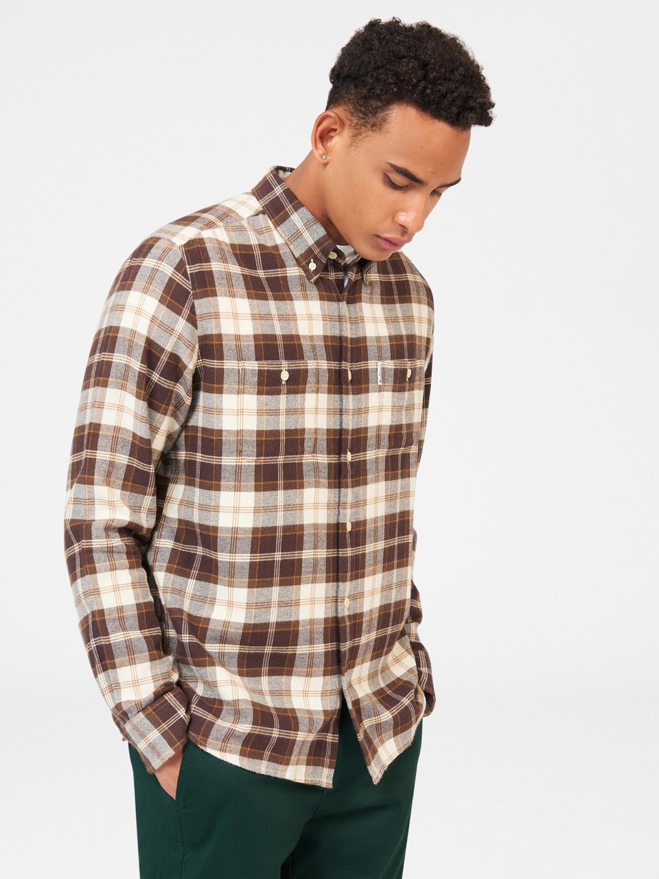 Košile Ben Sherman Brushed Plain Check Čokolády | AYN163409