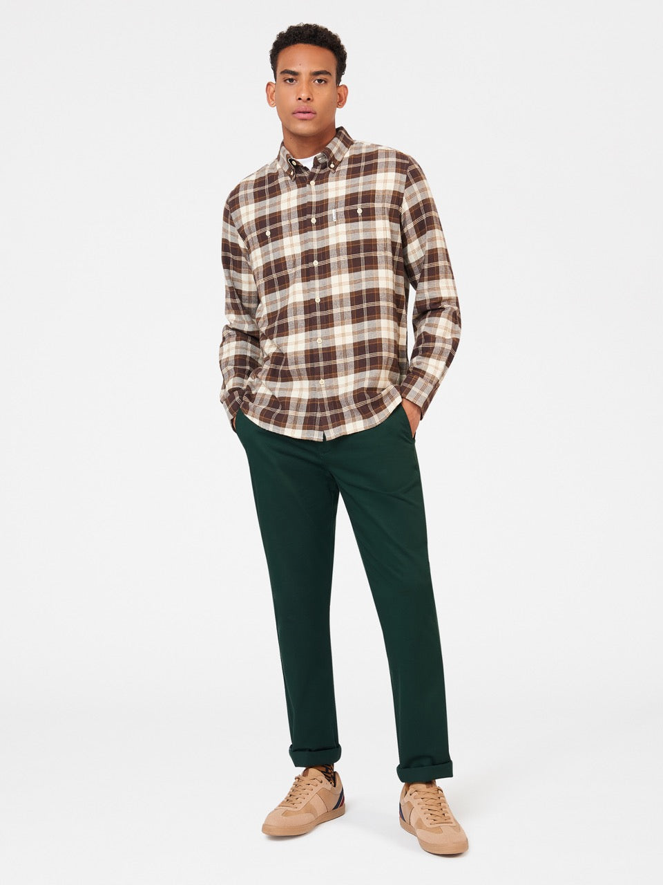 Košile Ben Sherman Brushed Plain Check Čokolády | AYN163409