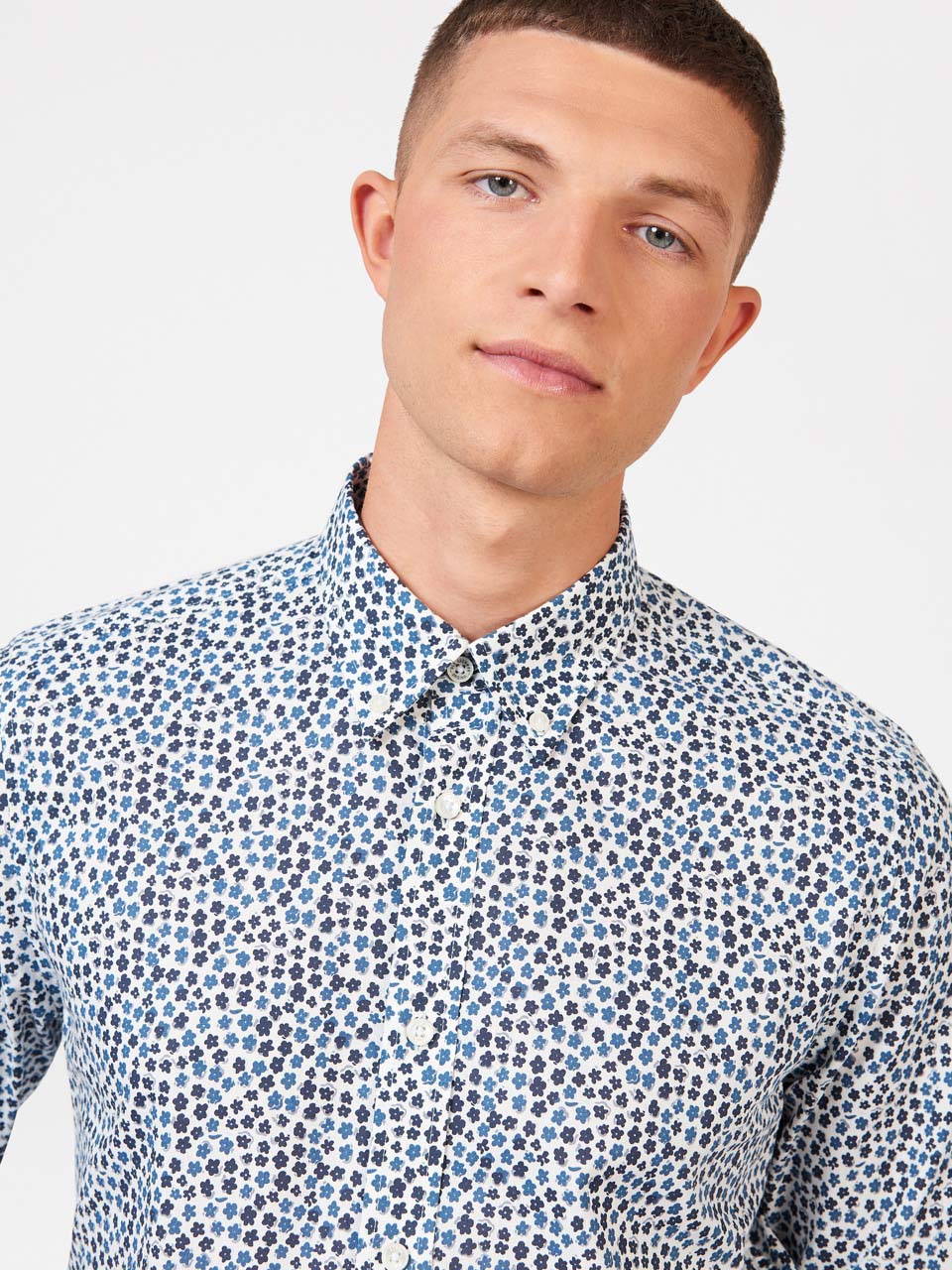 Košile Ben Sherman Ditsy Floral Print Long Sleeve Bílé | DNB643195