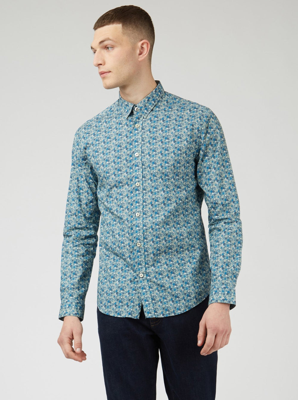 Košile Ben Sherman Floral Print Long-Sleeve Blankyt Šedé | SCD479852