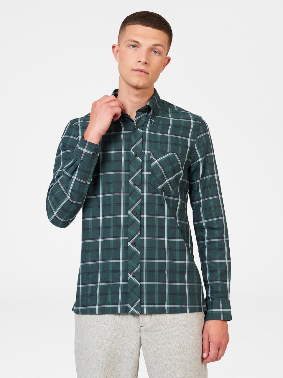 Košile Ben Sherman Grid Check Zelene | VFJ561472