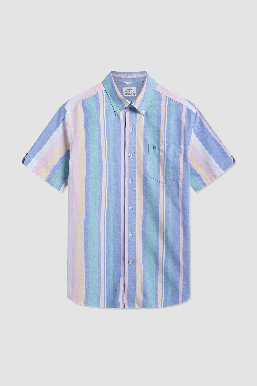 Košile Ben Sherman Short Sleeve Brighton Oxford Organic Stripe Viacfarebný Proužek | XFU014658