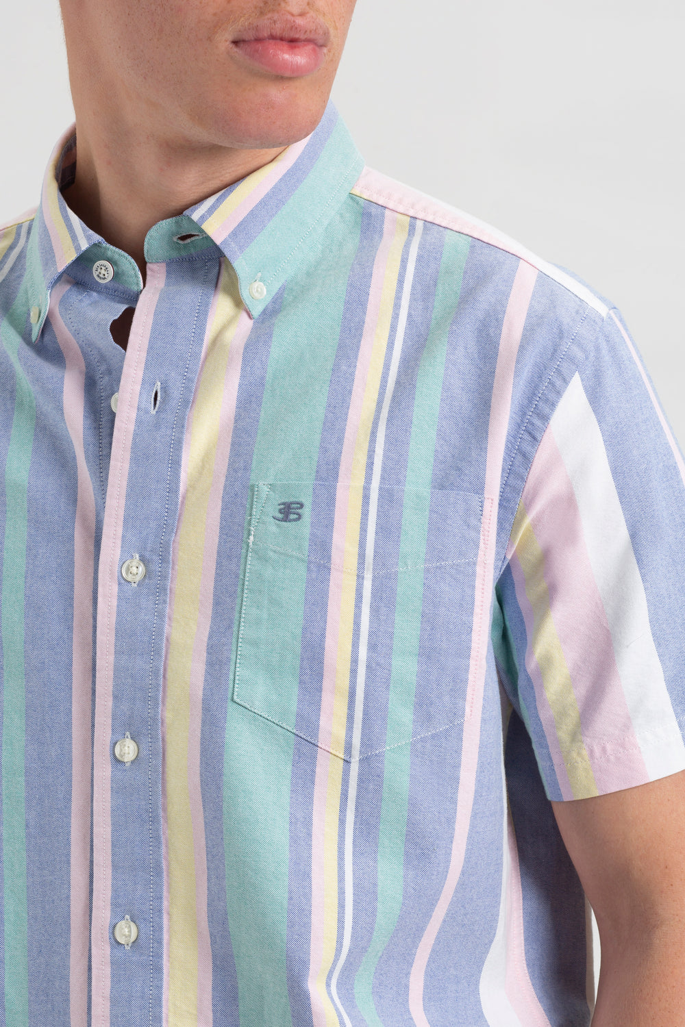 Košile Ben Sherman Short Sleeve Brighton Oxford Organic Stripe Viacfarebný Proužek | XFU014658