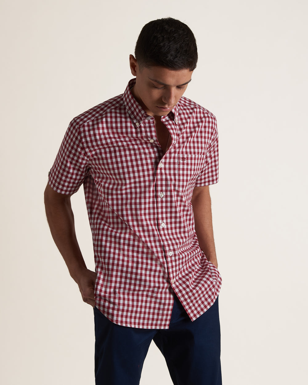 Košile Ben Sherman Short Sleeve House Poplin Gingham Vínové | GJO513894