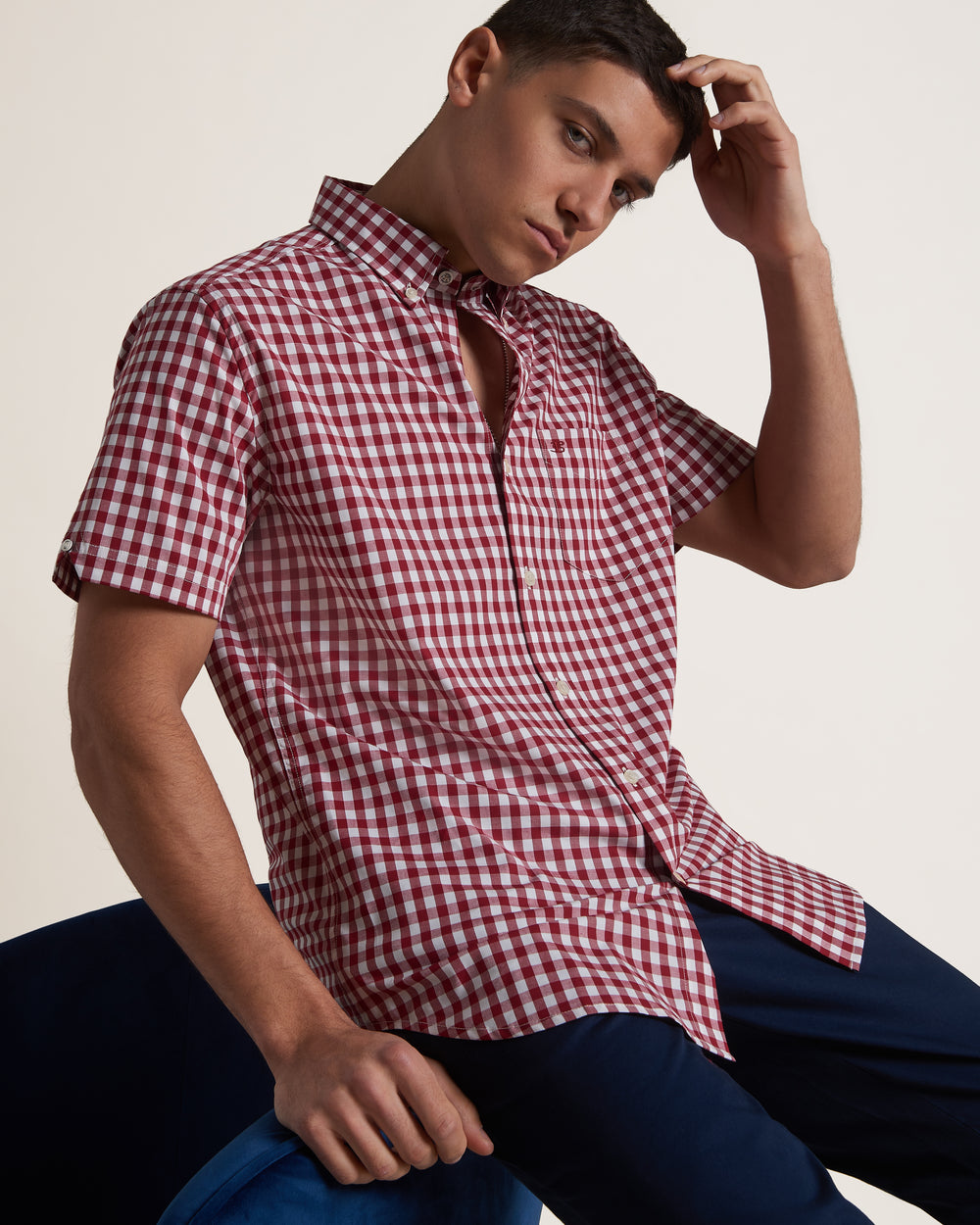 Košile Ben Sherman Short Sleeve House Poplin Gingham Vínové | GJO513894