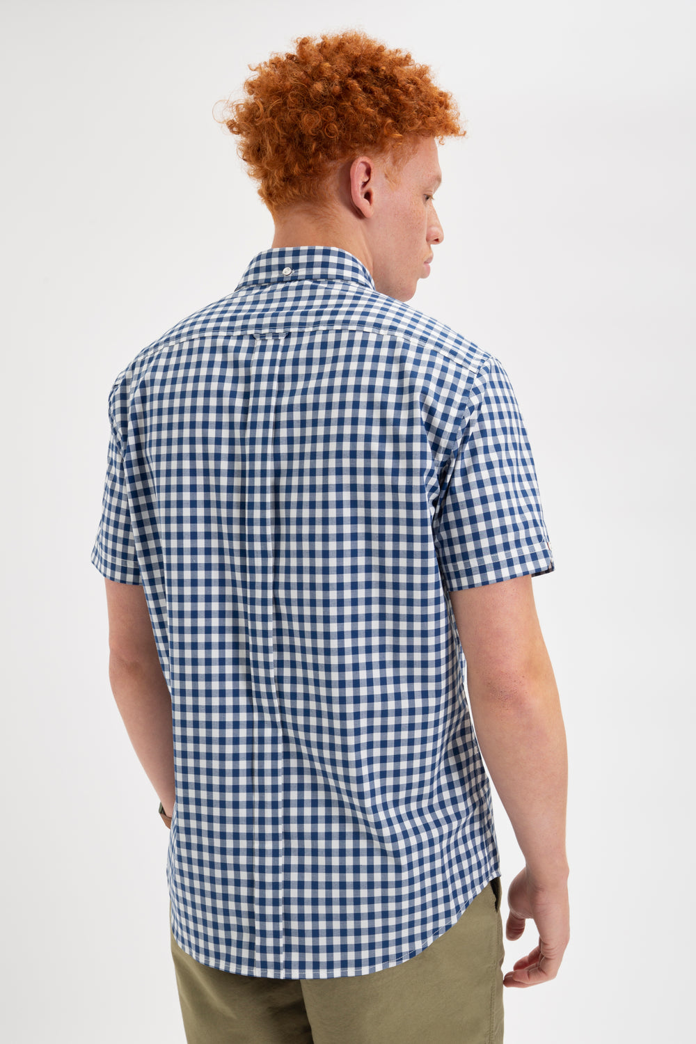 Košile Ben Sherman Short Sleeve House Poplin Gingham Tmavě Blankyt Olivy Zelené | TJZ281643