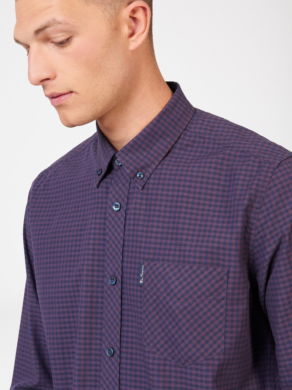 Košile Ben Sherman Signature Gingham Long-Sleeve Fialové | WPE340526