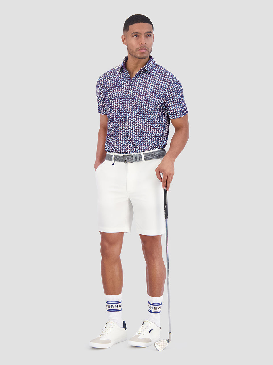 Polo Triko Ben Sherman Bauhaus Geo Tech Jersey Sports Fit Fialové | TOP845690