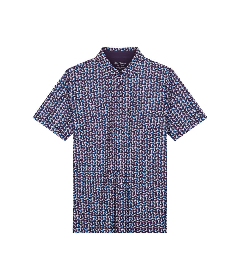 Polo Triko Ben Sherman Bauhaus Geo Tech Jersey Sports Fit Fialové | TOP845690