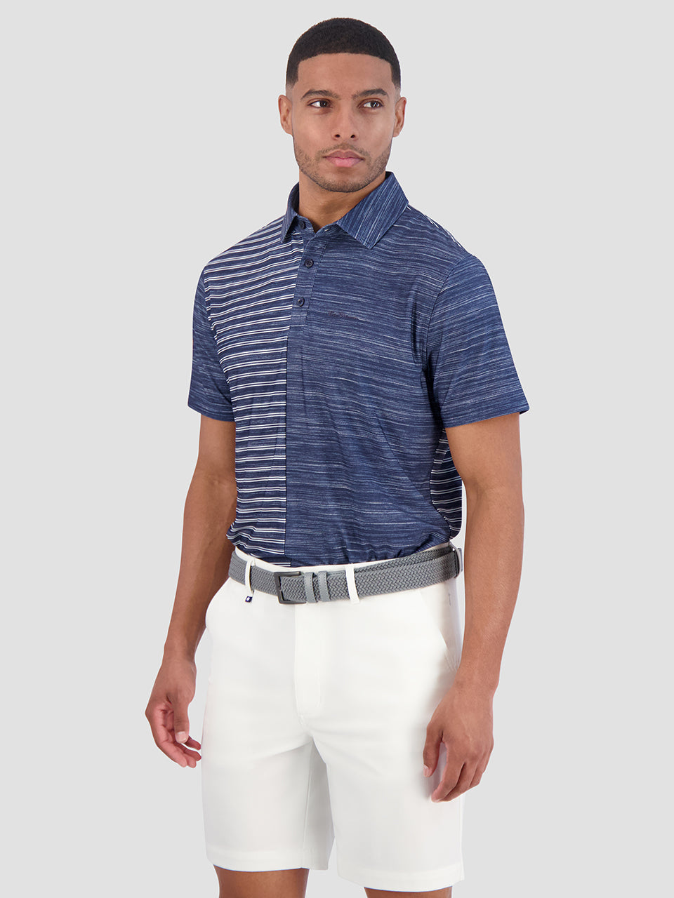 Polo Triko Ben Sherman Melange Stripes Color Block Tech Jersey Sports Fit Tmavě Blankyt | JIB267819