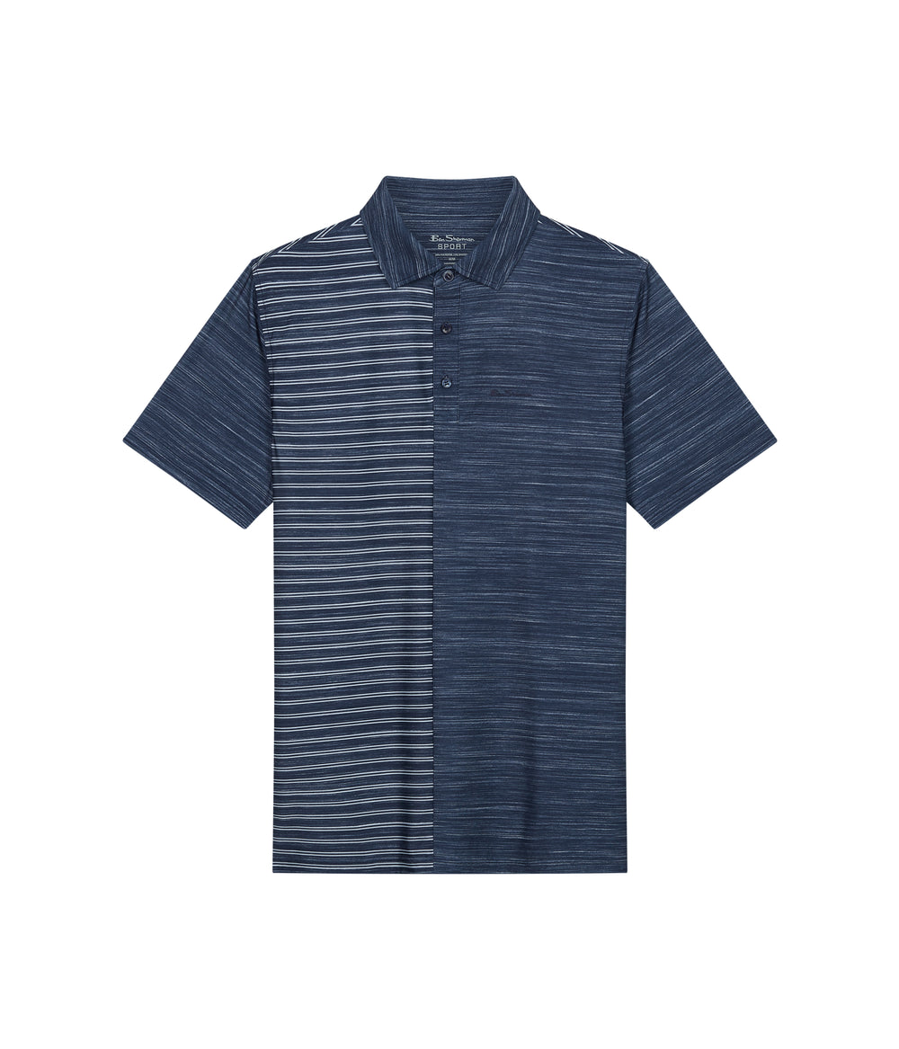 Polo Triko Ben Sherman Melange Stripes Color Block Tech Jersey Sports Fit Tmavě Blankyt | JIB267819