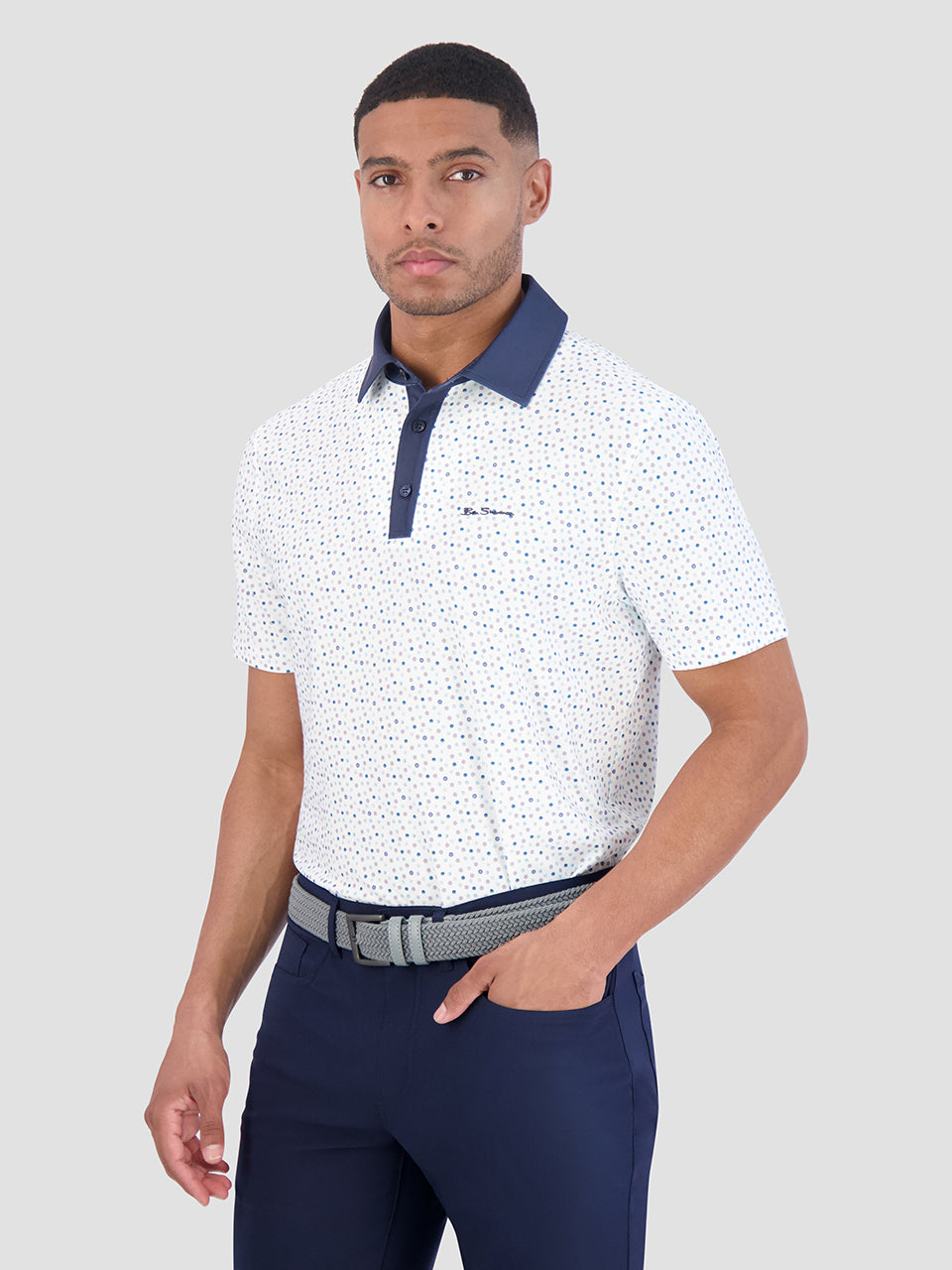 Polo Triko Ben Sherman Polka Dots Tech Jersey Sports Fit Bílé | PXG942378